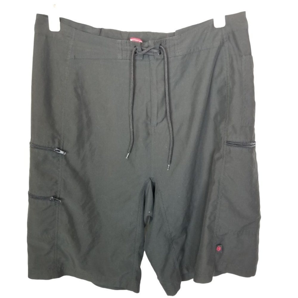Hoss Technical Gear Mens 34 Black Lace Up Shorts Zip Pockets Adjustable Waist